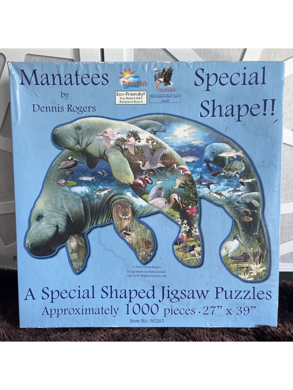 UNIQUE CONTOUR SHAPE! SunsOut Manatees Dennis Rogers Ocean Sea Life 1000 Puzzle